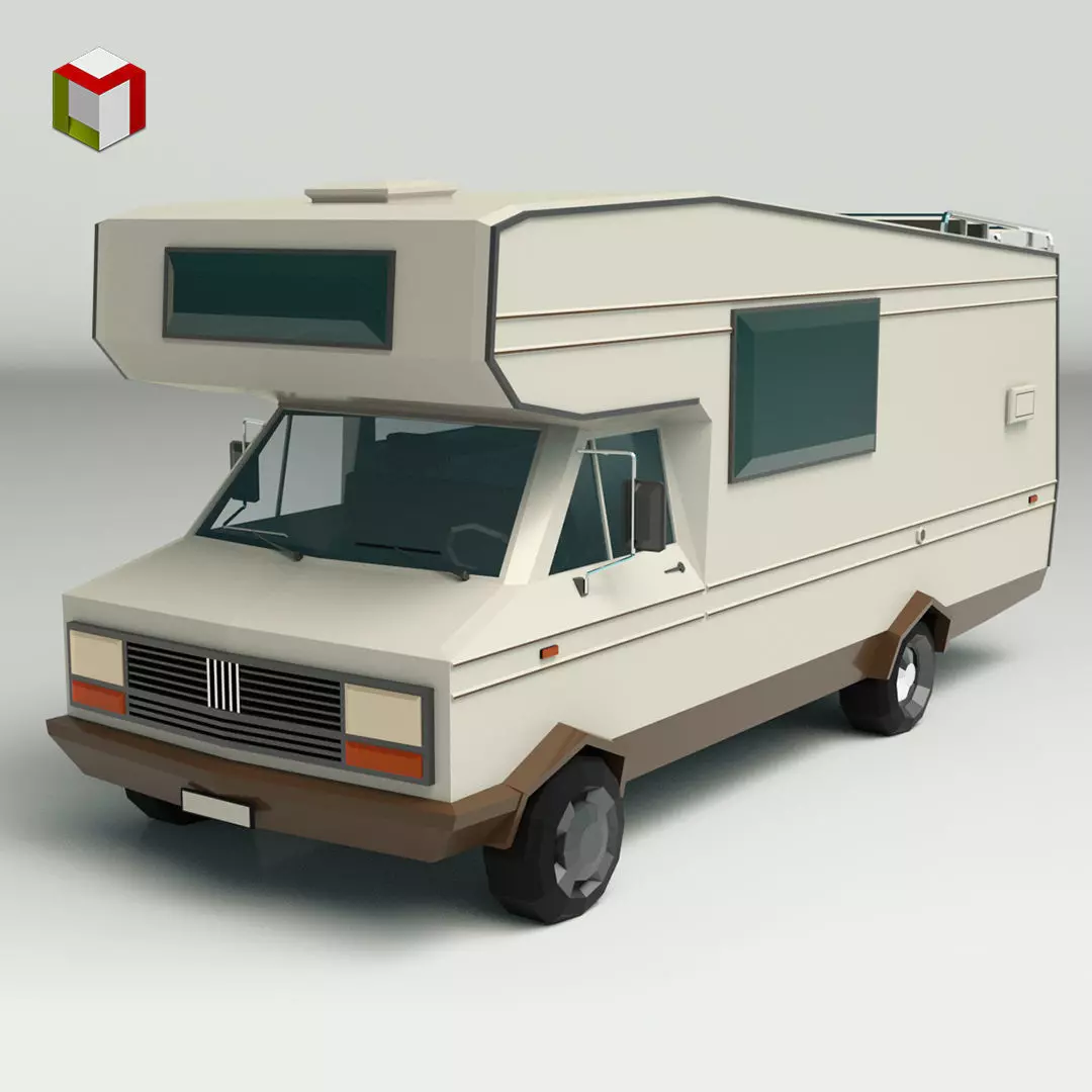 Low Poly Motorhome 01 Low-poly 3D model_0