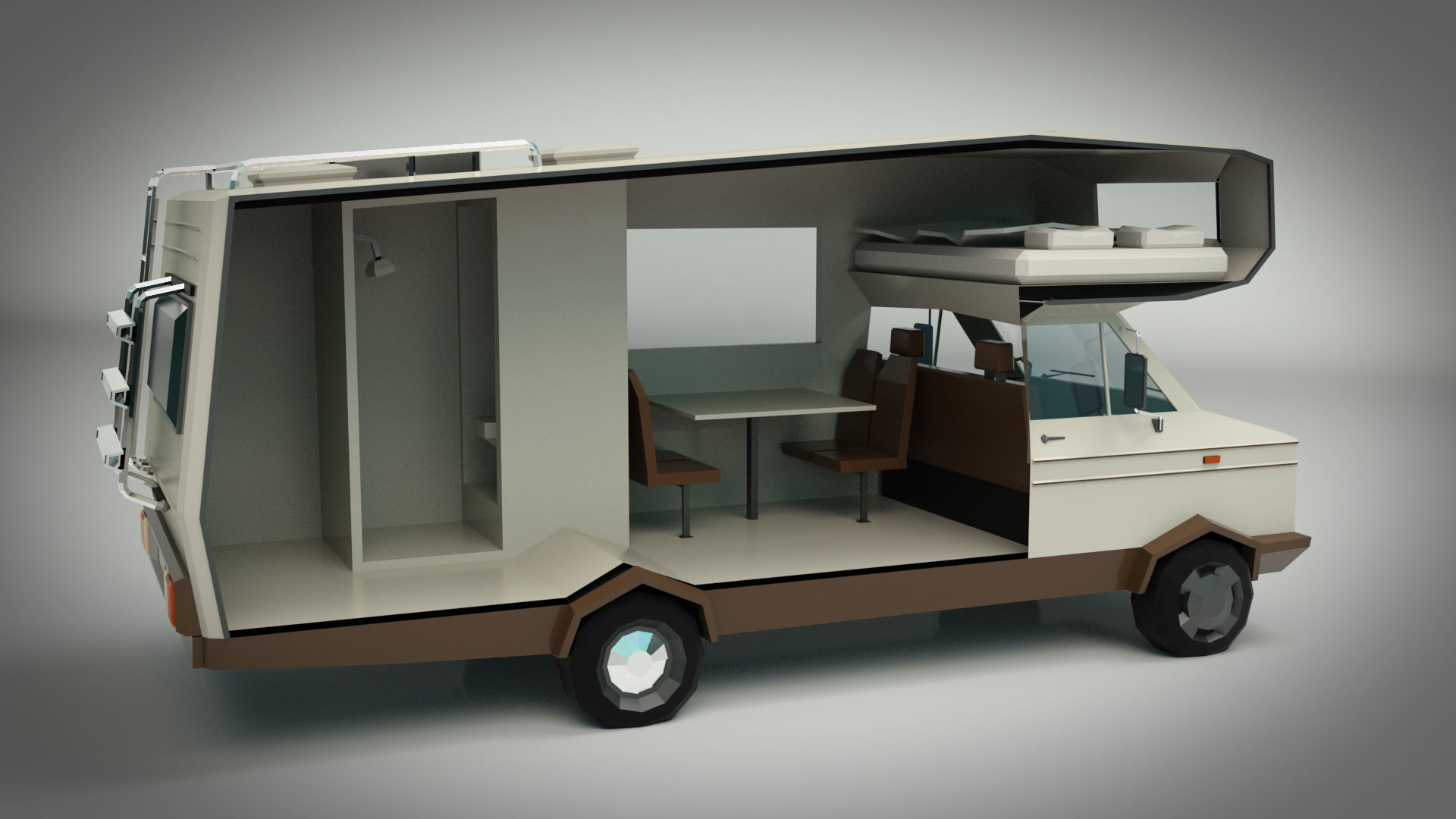 Low Poly Motorhome 01 Low-poly 3D model_8