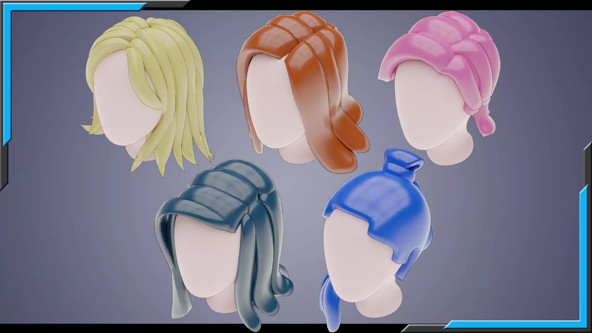 Base Stylized Haircuts 1-5 Free low-poly 3D model