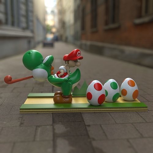 Baby Mario and Yoshi  3D print model