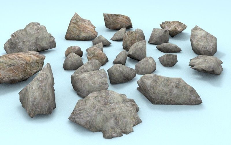 The Rocks pile of Low-poly 3D model_5