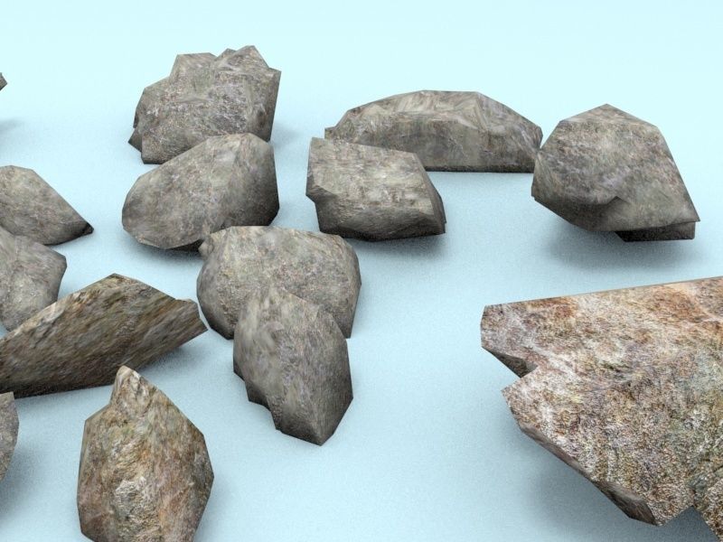 The Rocks pile of Low-poly 3D model_4