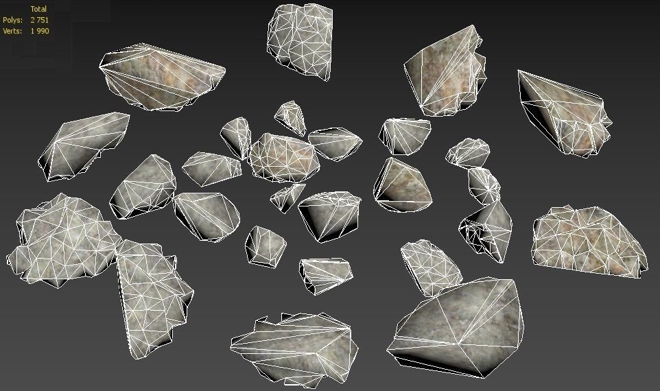 The Rocks pile of Low-poly 3D model_7