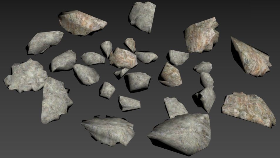 The Rocks pile of Low-poly 3D model_6
