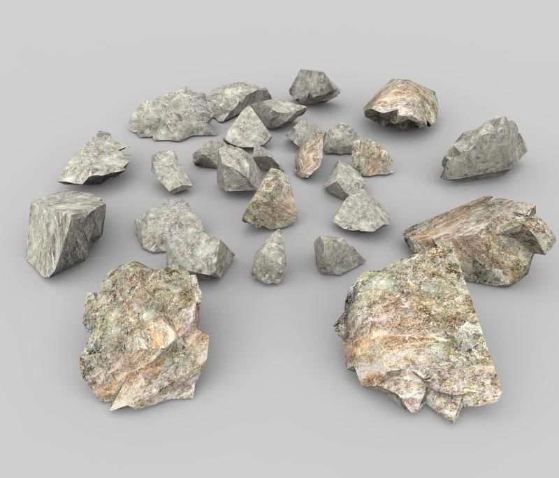 The Rocks pile of Low-poly 3D model_8