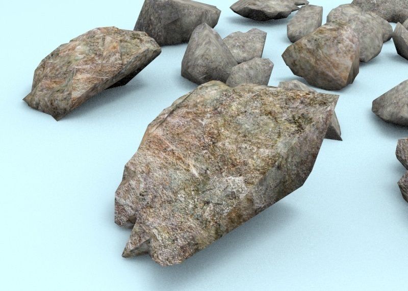 The Rocks pile of Low-poly 3D model_3