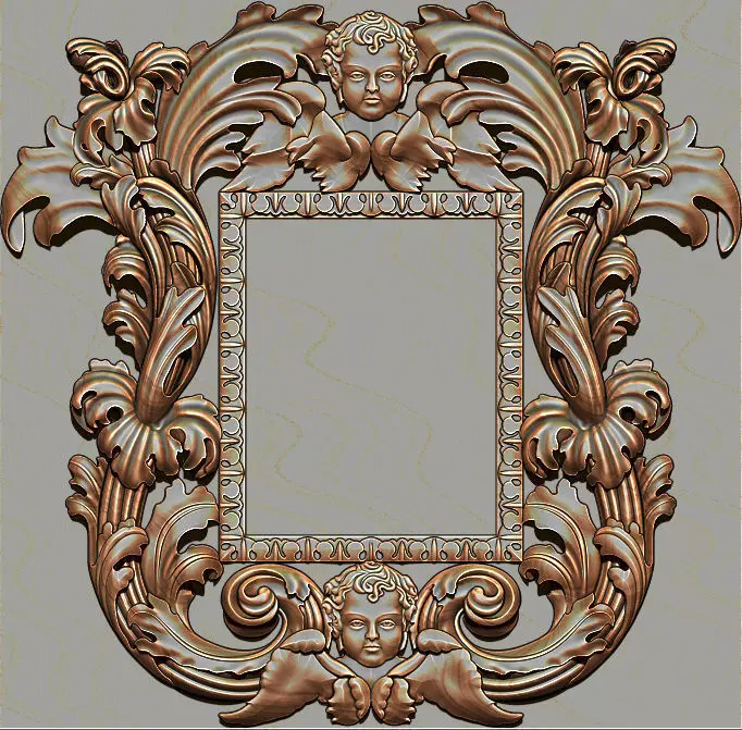 3D Frame - Wood Carving STL Model for CNC Router 3D print model_0