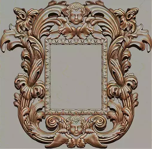 3D Frame - Wood Carving STL Model for CNC Router 3D print model