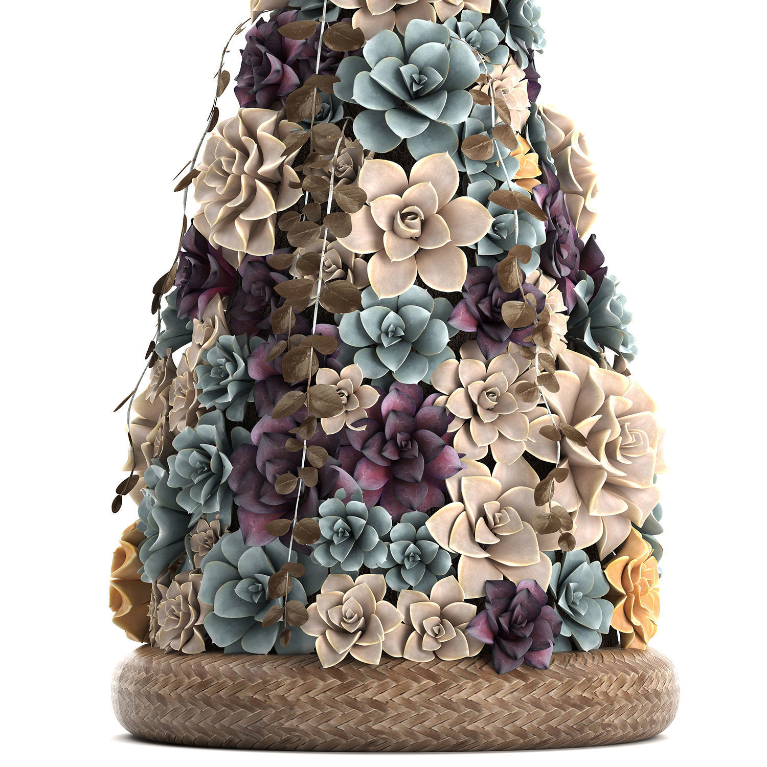 New Year tree made of succulents 421 3D model_3