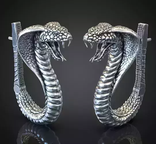 Cobra Snake Earrings Serpent Detailed and Unusual for Women 3D print model