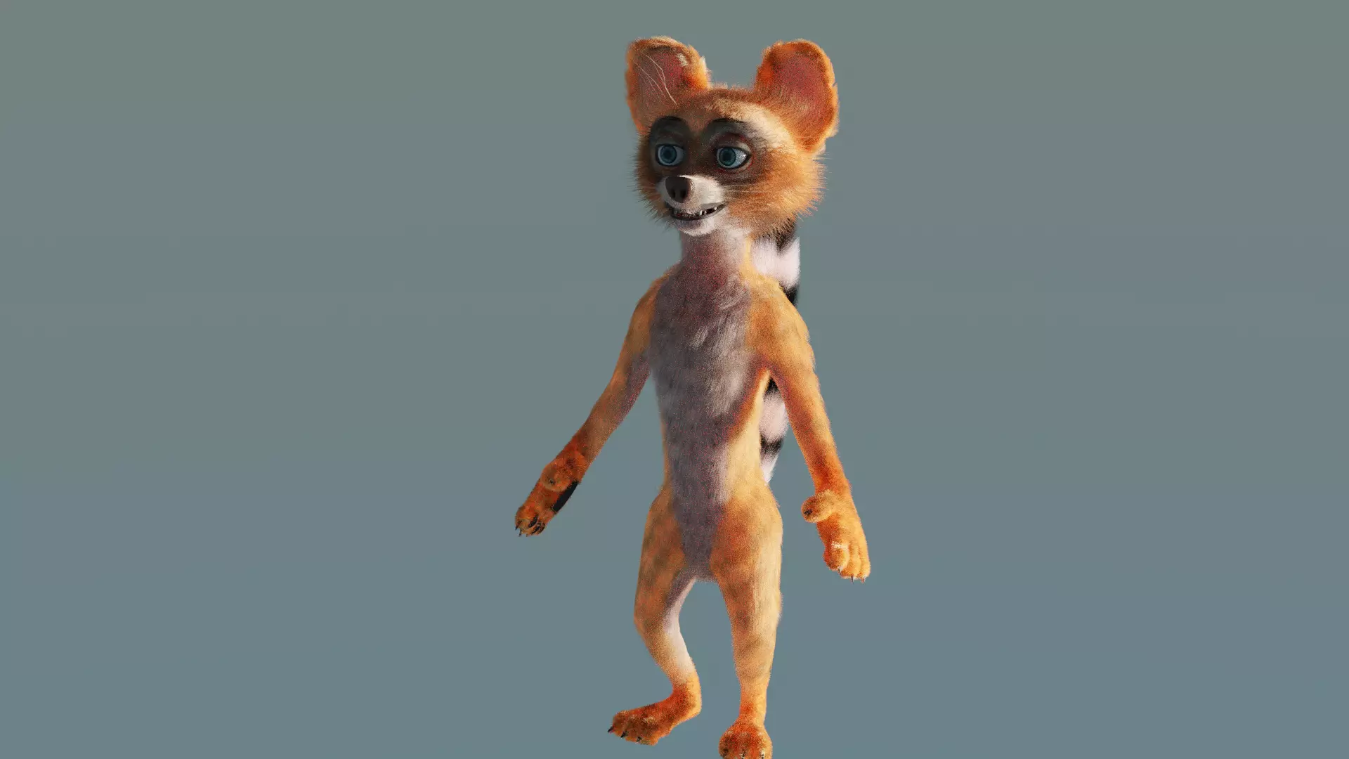 Character Raccoon in low-poly  model cartoon-style 3D model_0