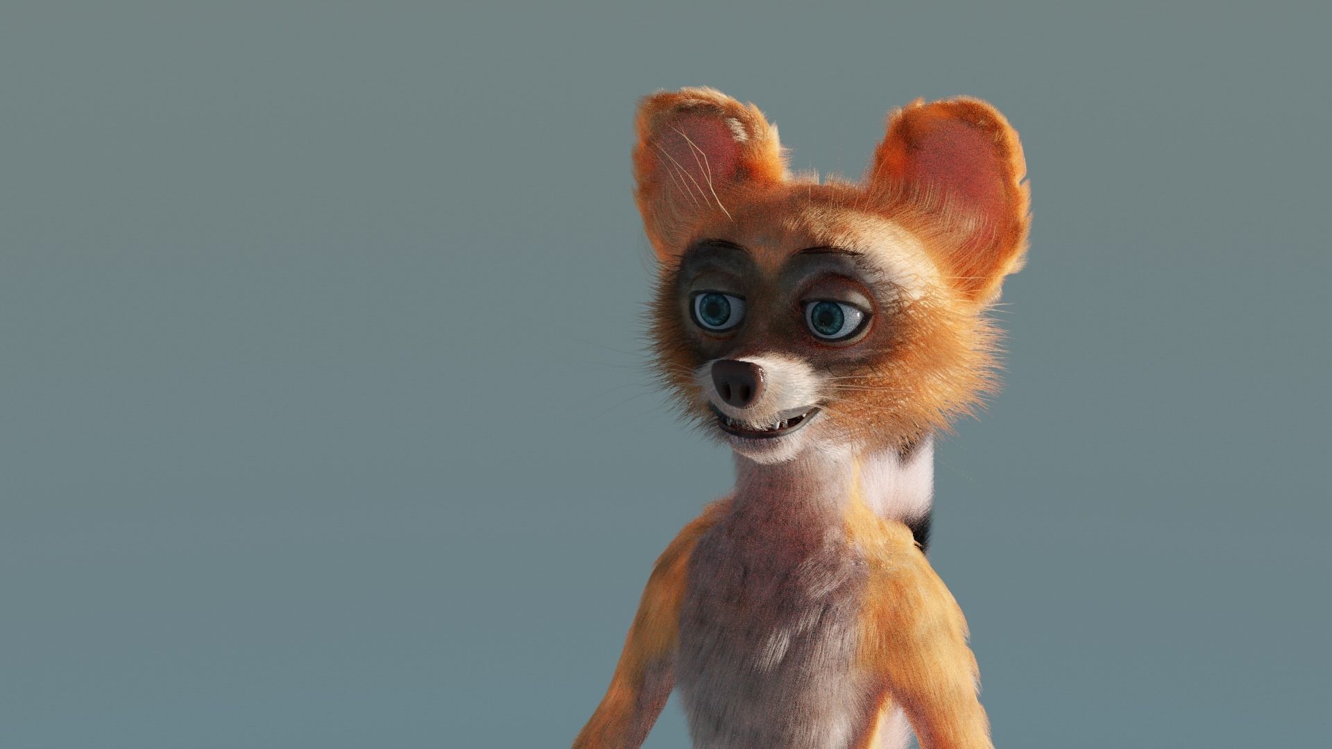 Character Raccoon in low-poly  model cartoon-style 3D model_2