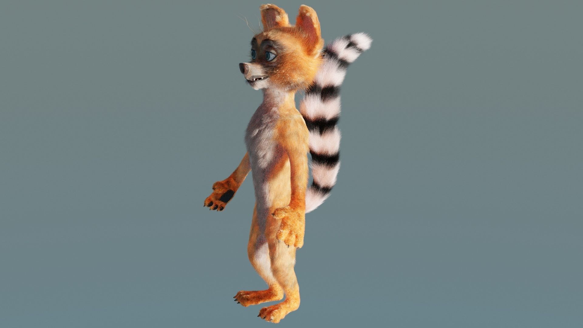 Character Raccoon in low-poly  model cartoon-style 3D model_1