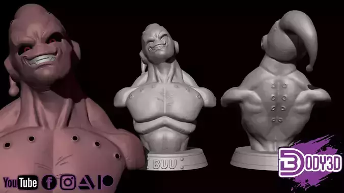 Super Buu Bust 1-1 Scale - Dragon Ball 3D print model