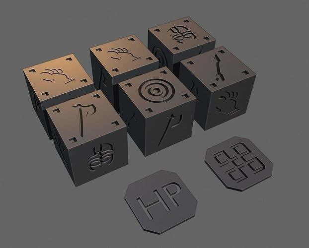Orlog Dices and HP - Mana Cards 3D Print Ready 3D print model