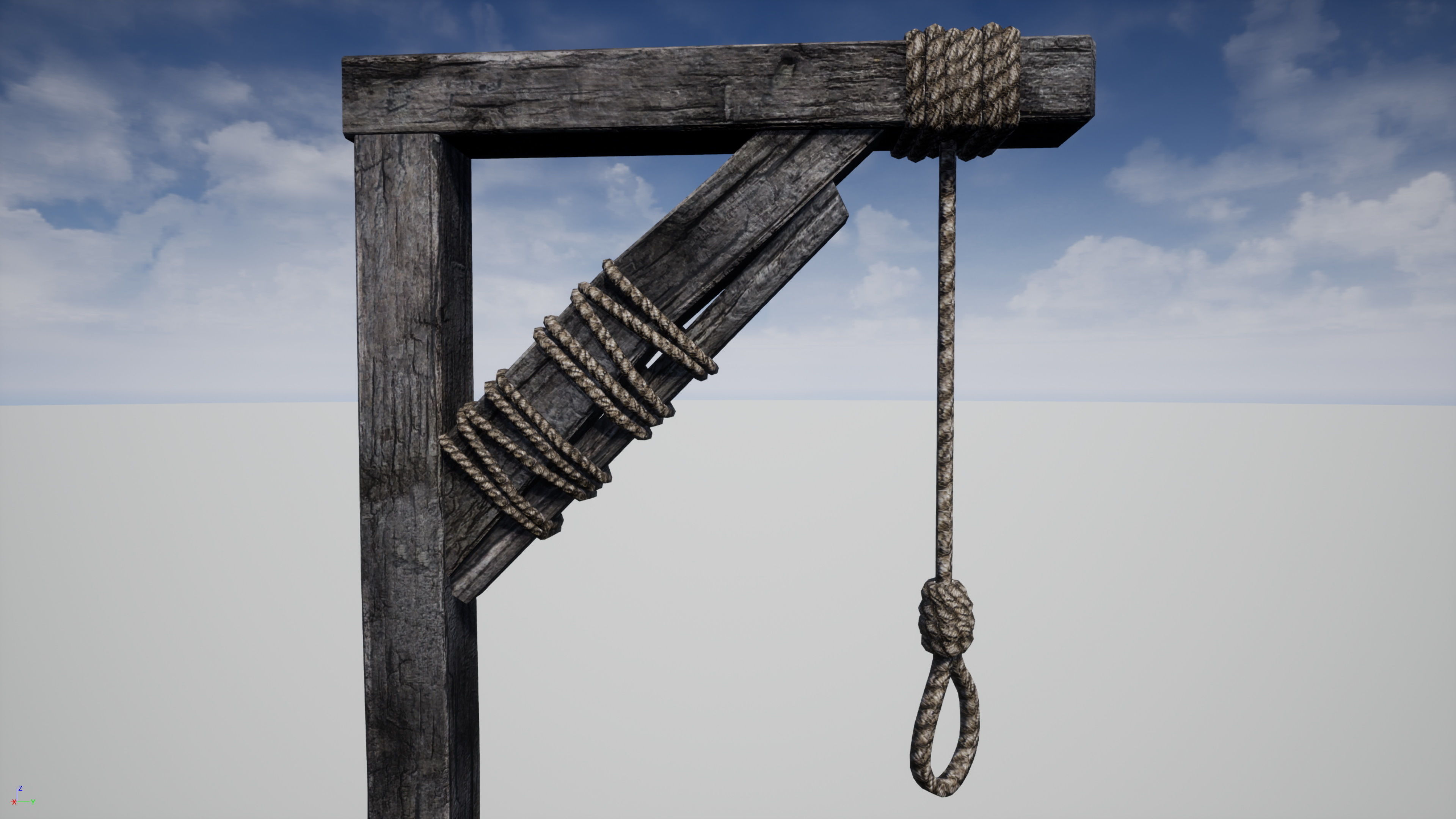 Medieval Gallows Low-poly 3D model_9