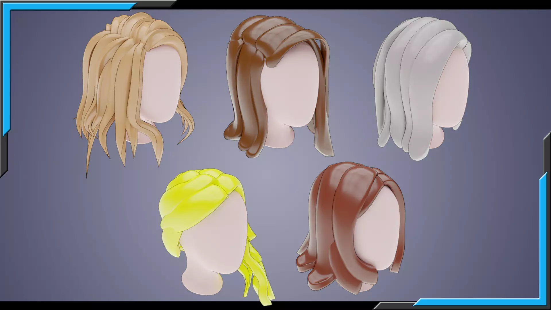 Base Stylized Haircuts 6-10 Low-poly 3D model_0