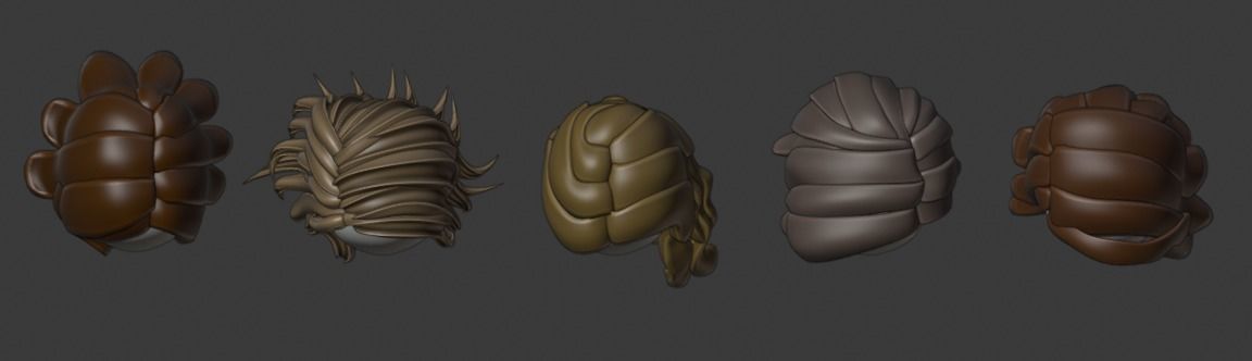 Base Stylized Haircuts 6-10 Low-poly 3D model_16