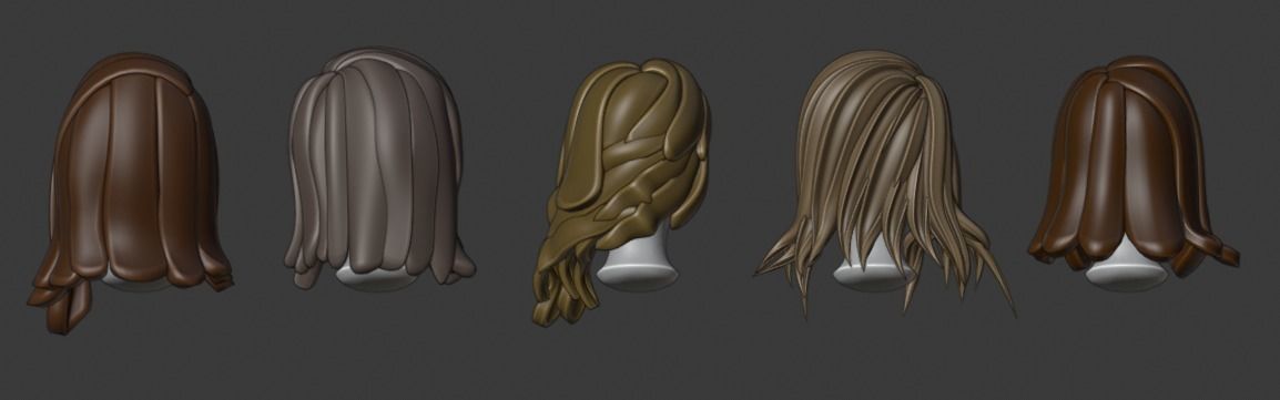 Base Stylized Haircuts 6-10 Low-poly 3D model_15