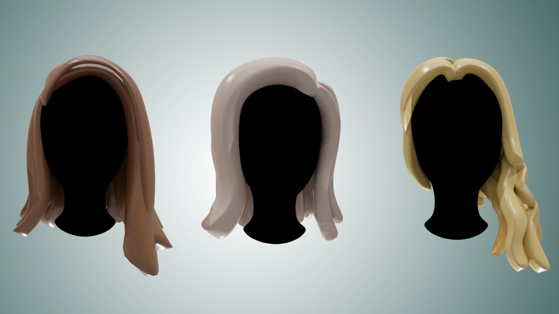 Base Stylized Haircuts 6-10 Low-poly 3D model_8