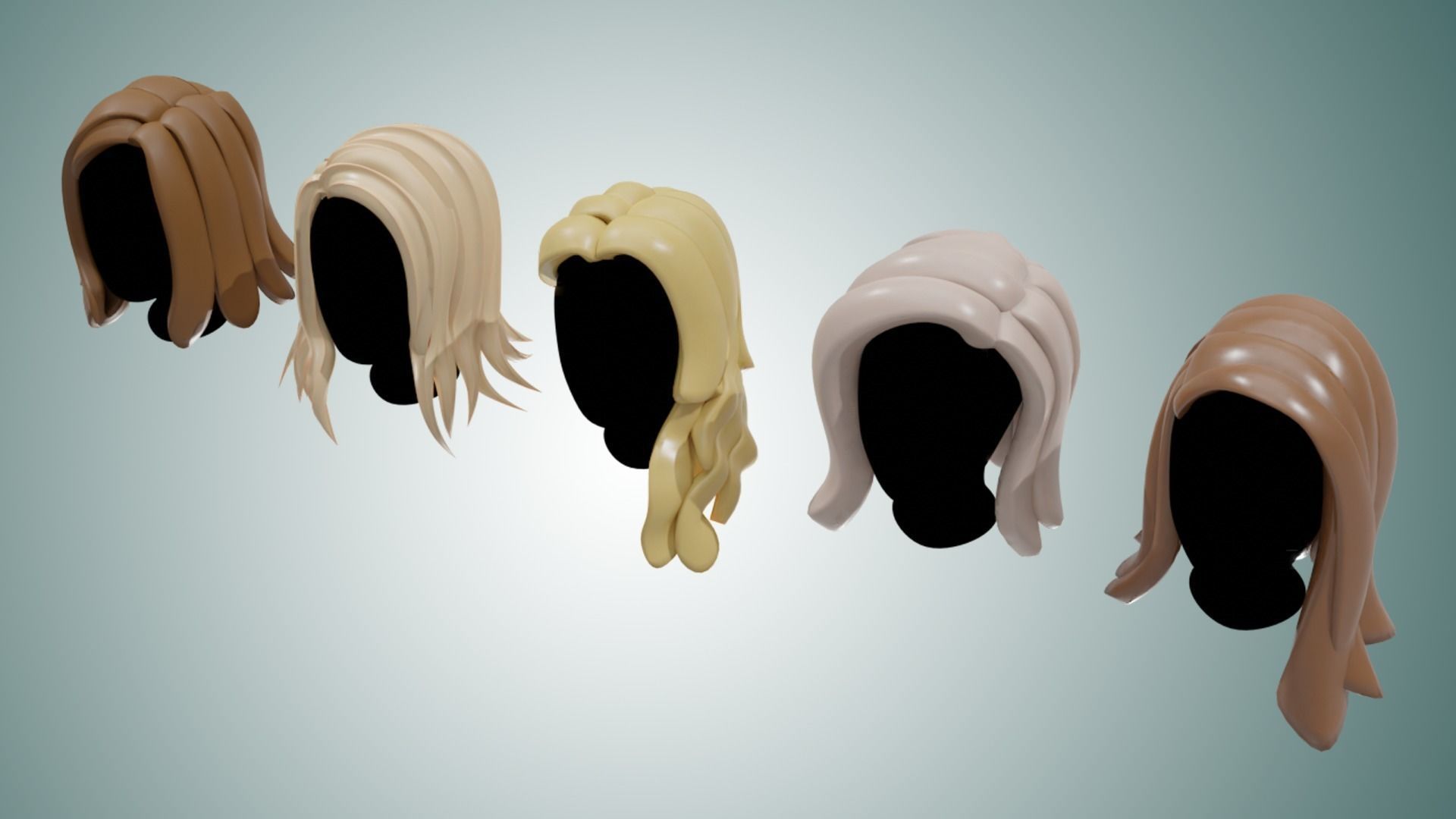 Base Stylized Haircuts 6-10 Low-poly 3D model_10