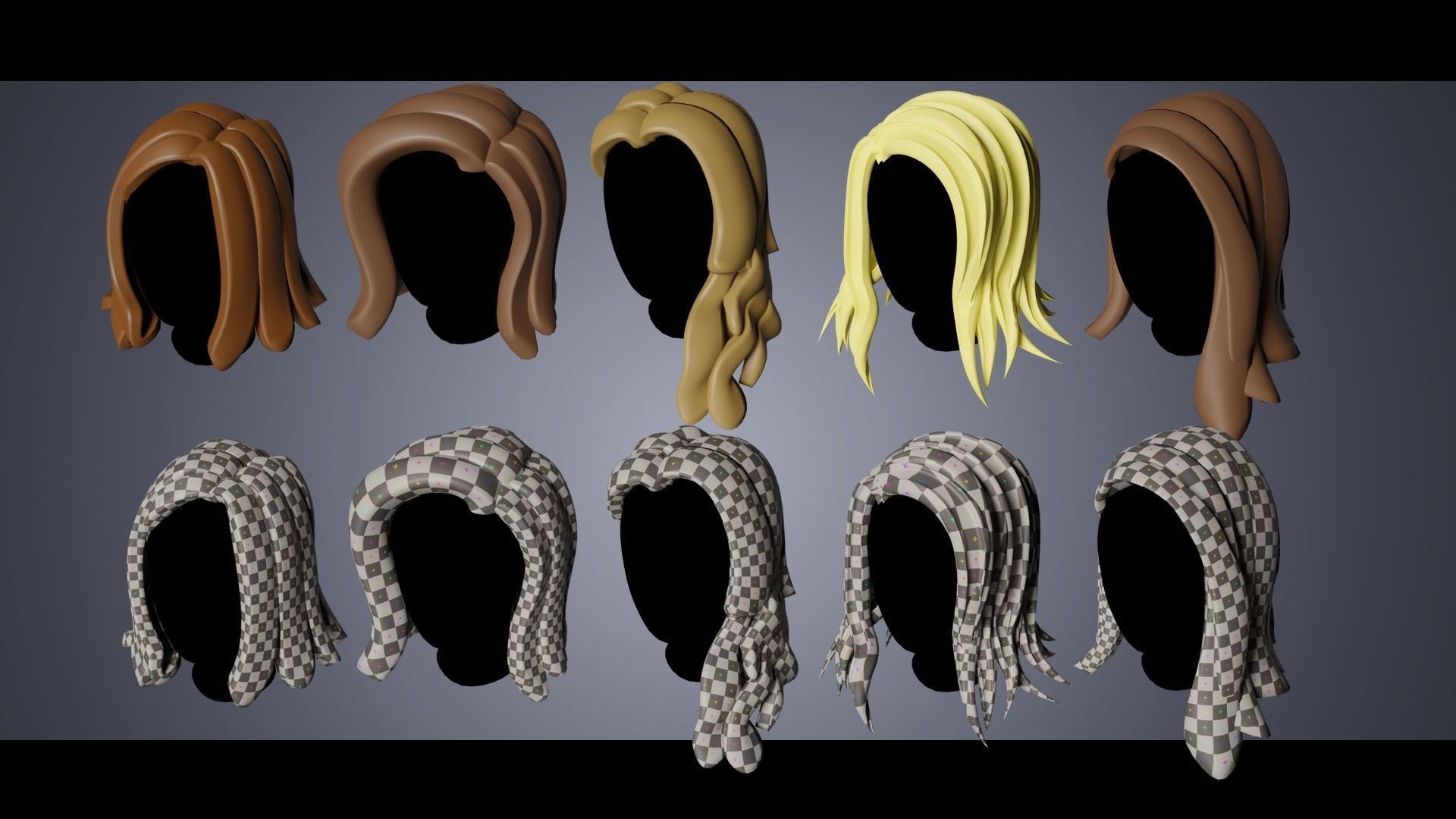 Base Stylized Haircuts 6-10 Low-poly 3D model_3