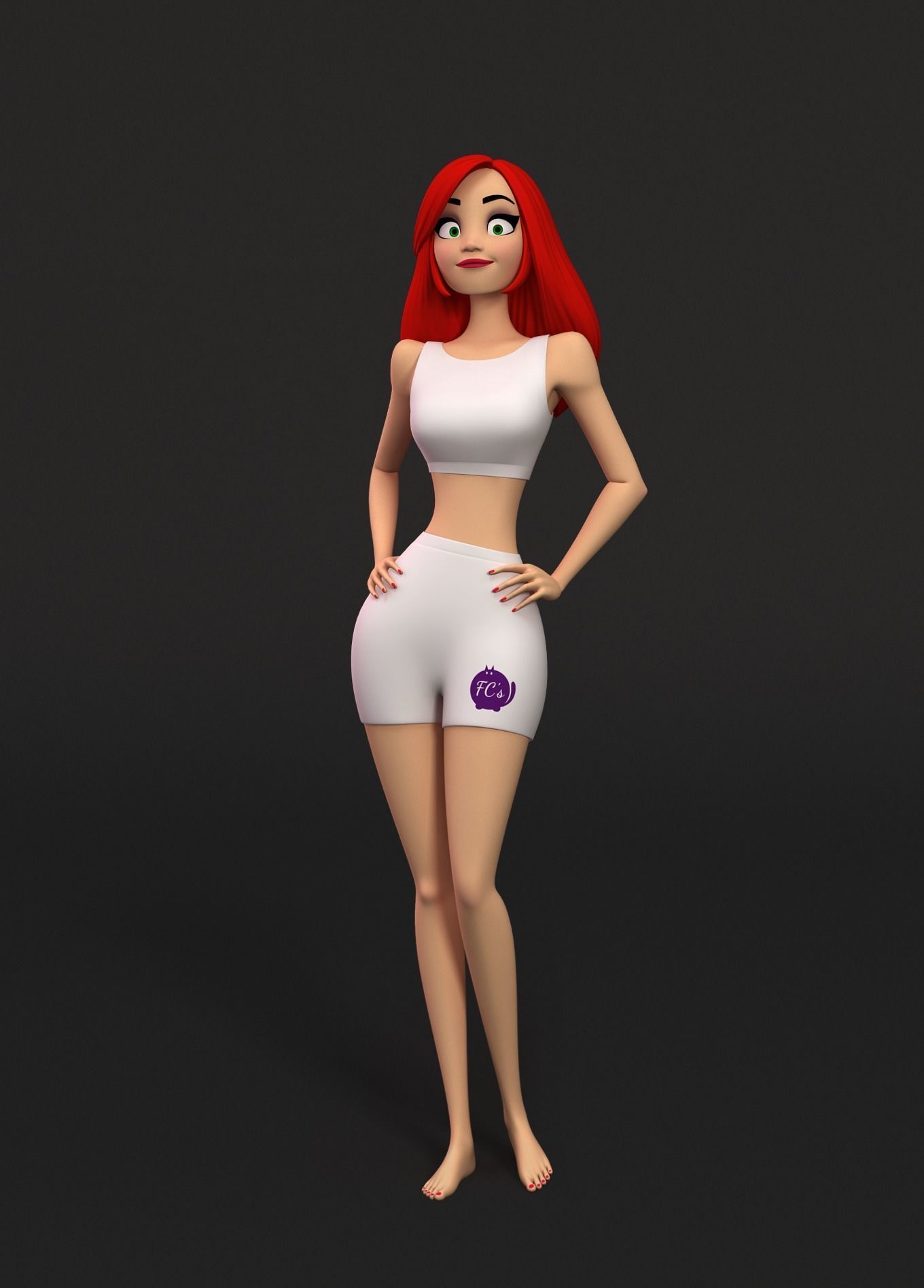 Donna cartoon Female character  3D print ready 3D model_1