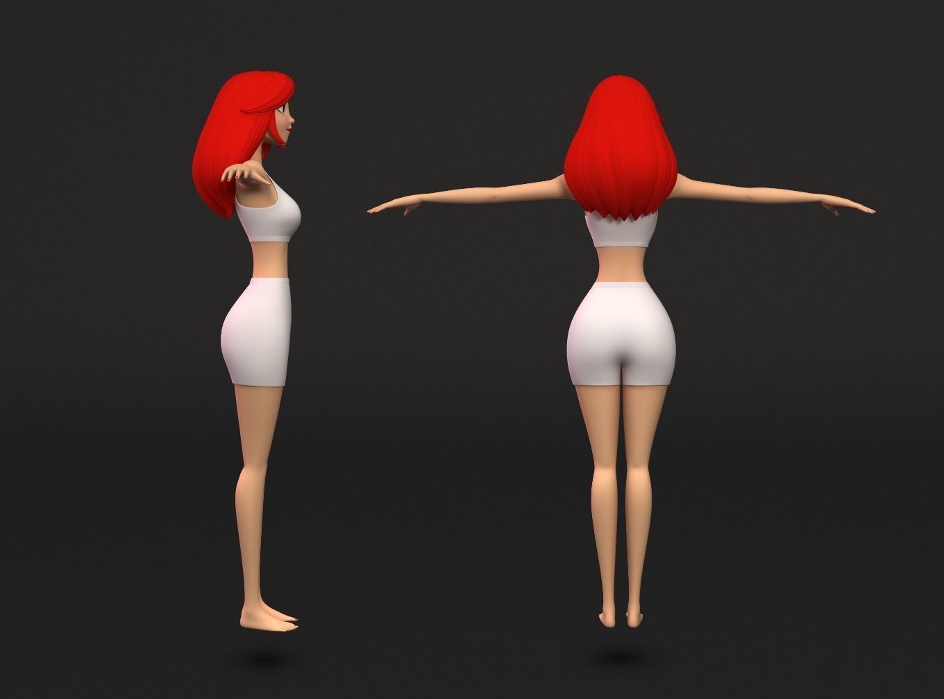 Donna cartoon Female character  3D print ready 3D model_3