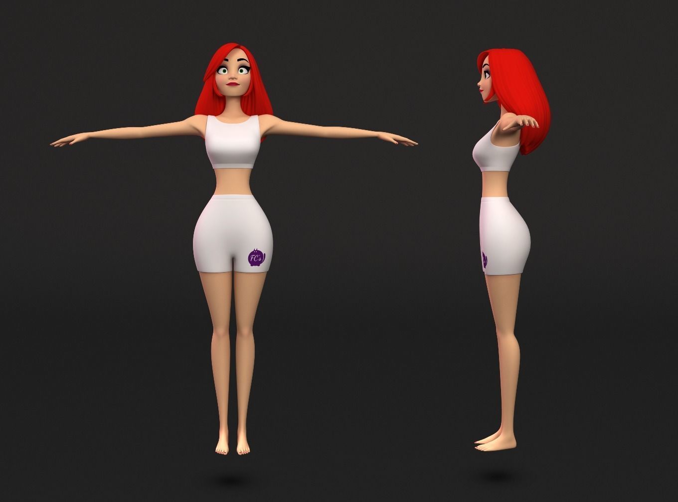 Donna cartoon Female character  3D print ready 3D model_2