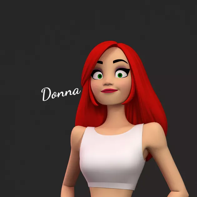 Donna cartoon Female character  3D print ready 3D model_0
