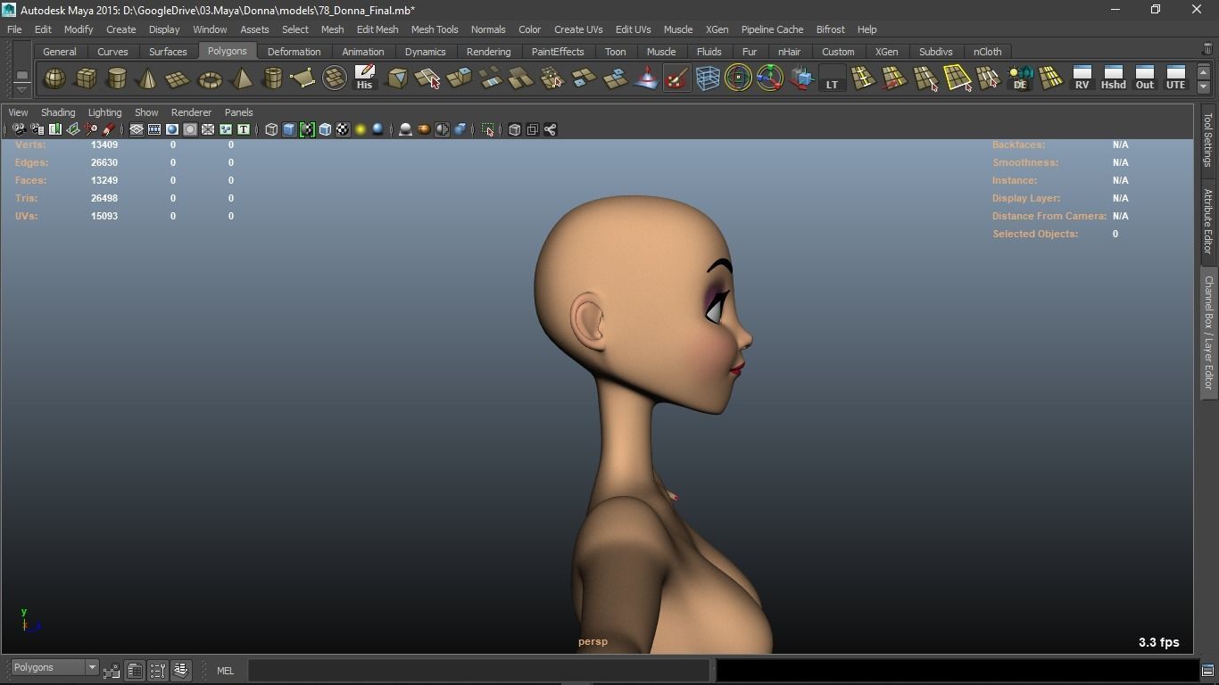 Donna cartoon Female character  3D print ready 3D model_20