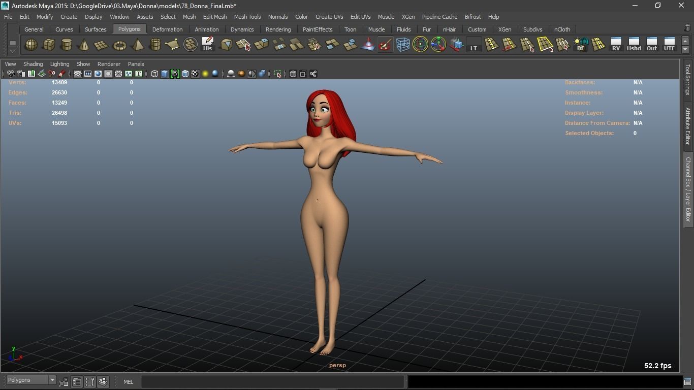 Donna cartoon Female character  3D print ready 3D model_5