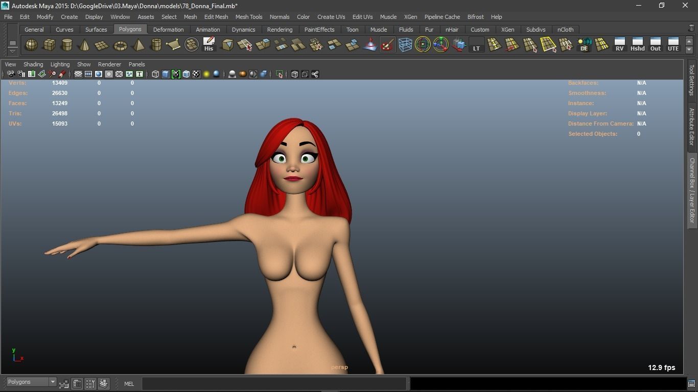 Donna cartoon Female character  3D print ready 3D model_70