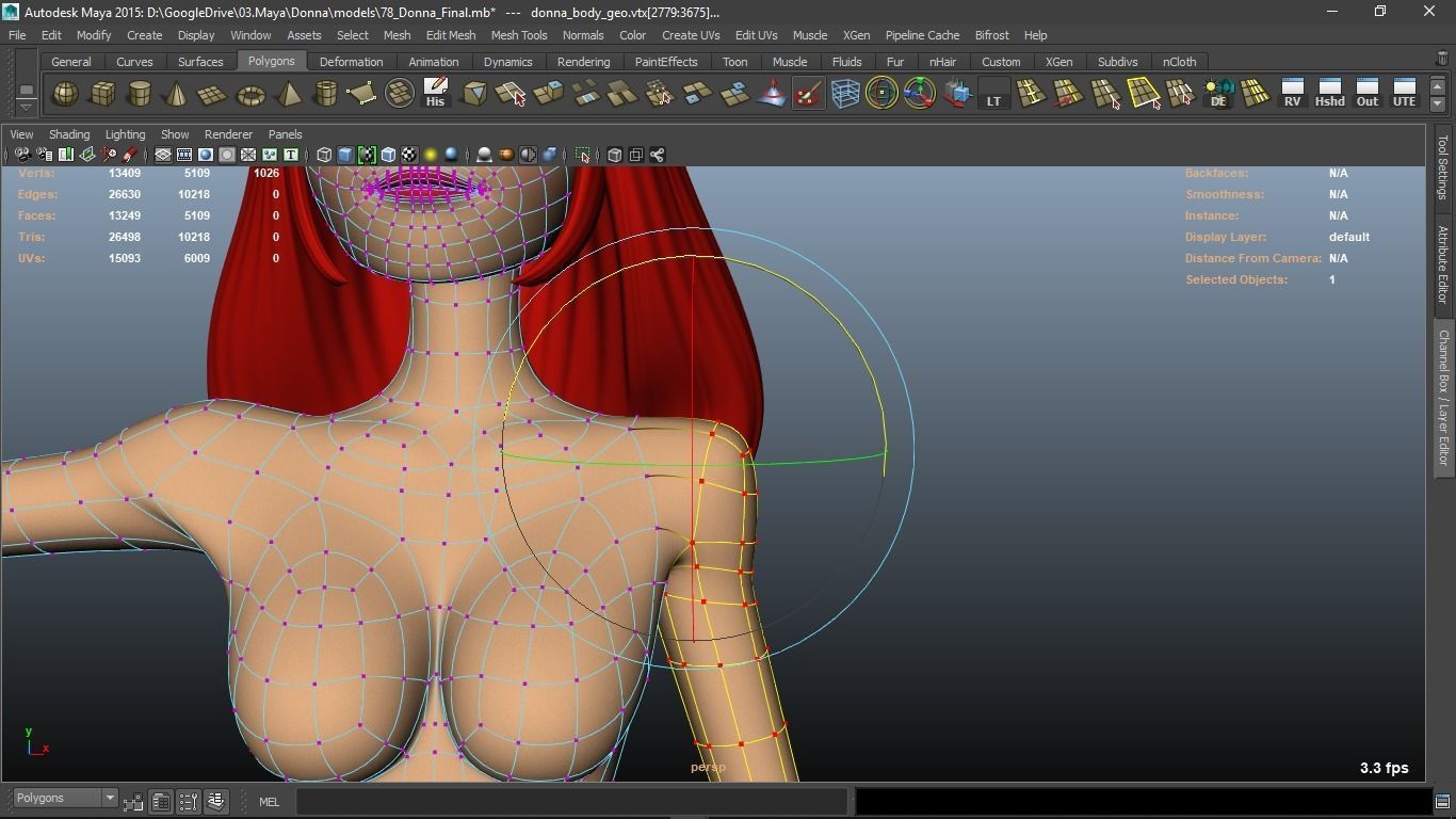 Donna cartoon Female character  3D print ready 3D model_69