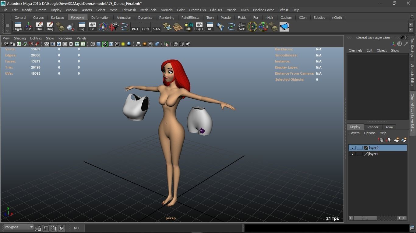 Donna cartoon Female character  3D print ready 3D model_58