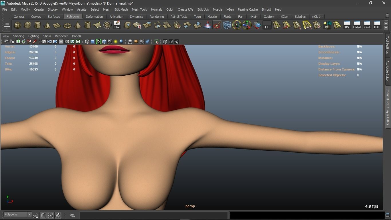 Donna cartoon Female character  3D print ready 3D model_67