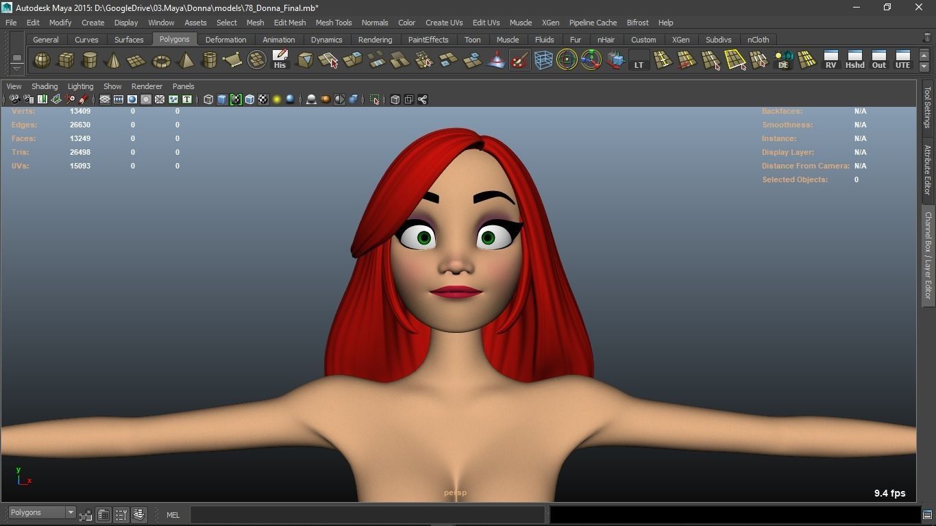 Donna cartoon Female character  3D print ready 3D model_6
