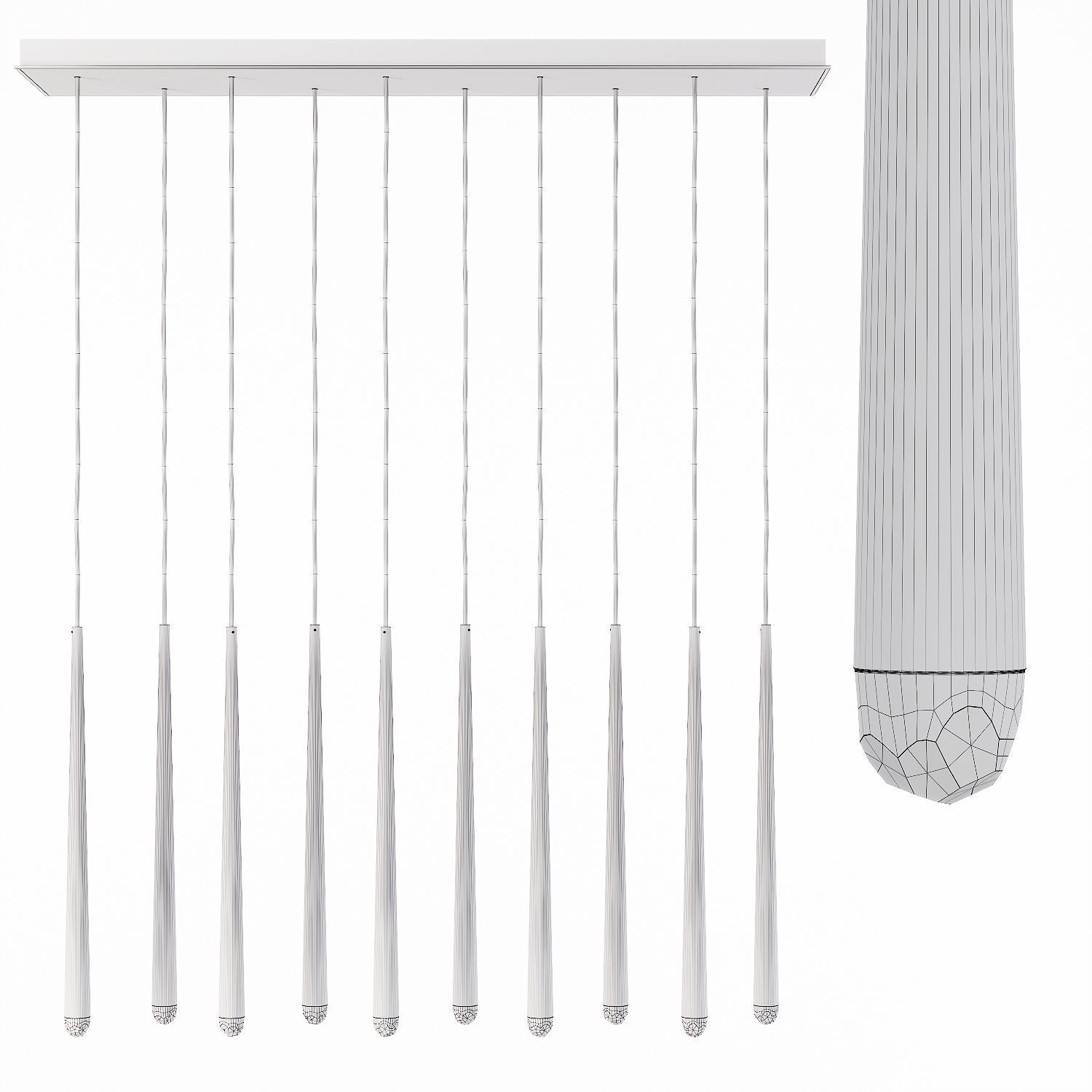 Restoration Hardware AQUITAINE LINEAR CHANDELIER 48 Nickel 3D model_1