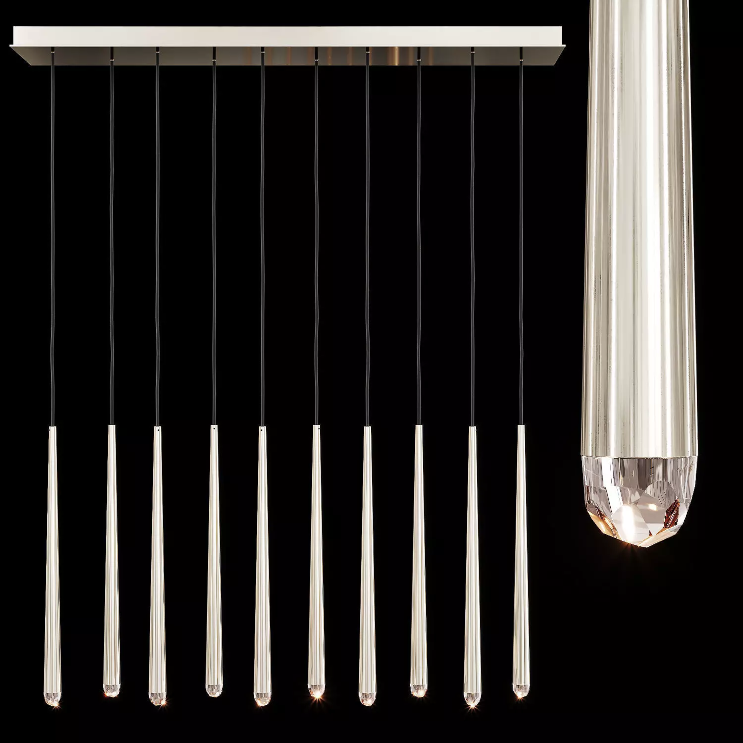 Restoration Hardware AQUITAINE LINEAR CHANDELIER 48 Nickel 3D model_0
