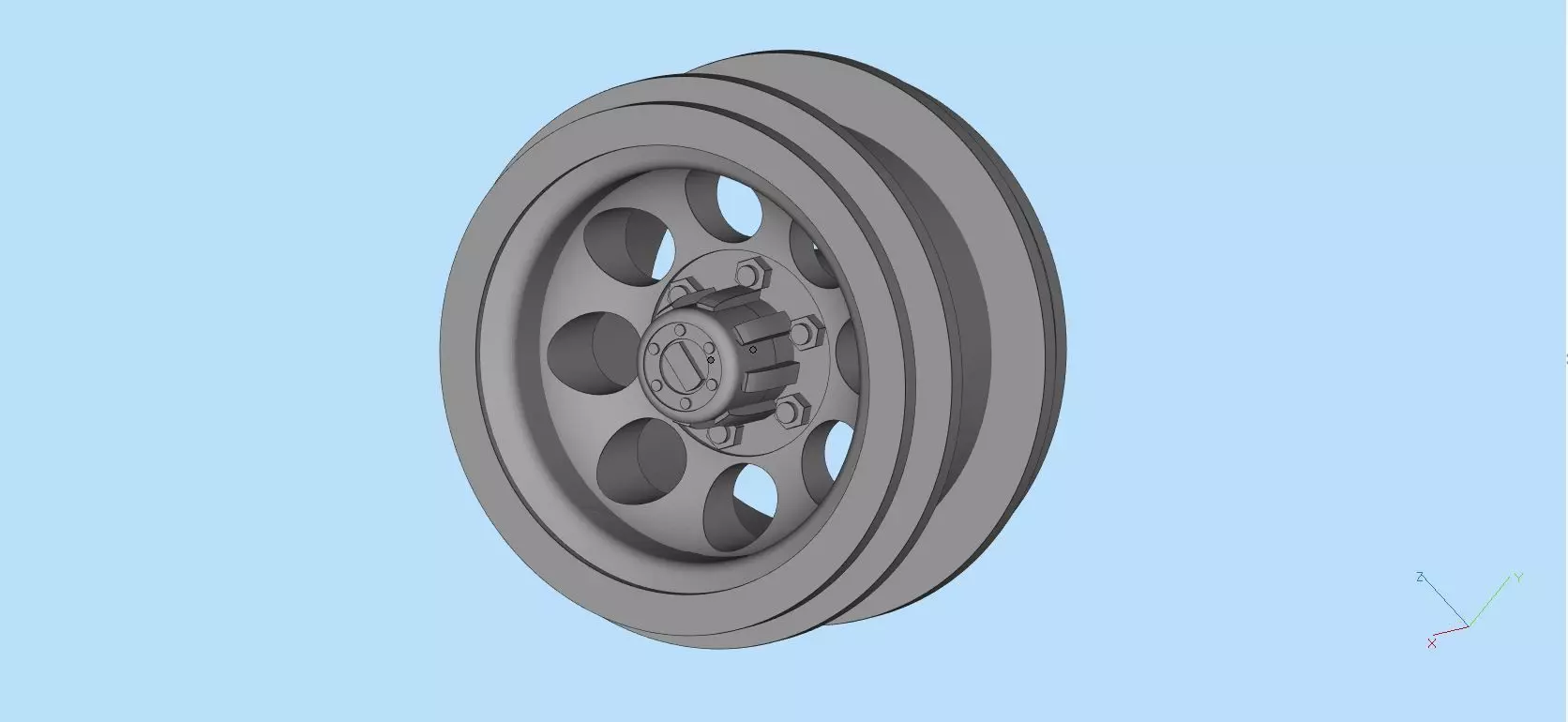 Printable car rims 8 Hole Toyota Hilux Chassis WPL 3D print model