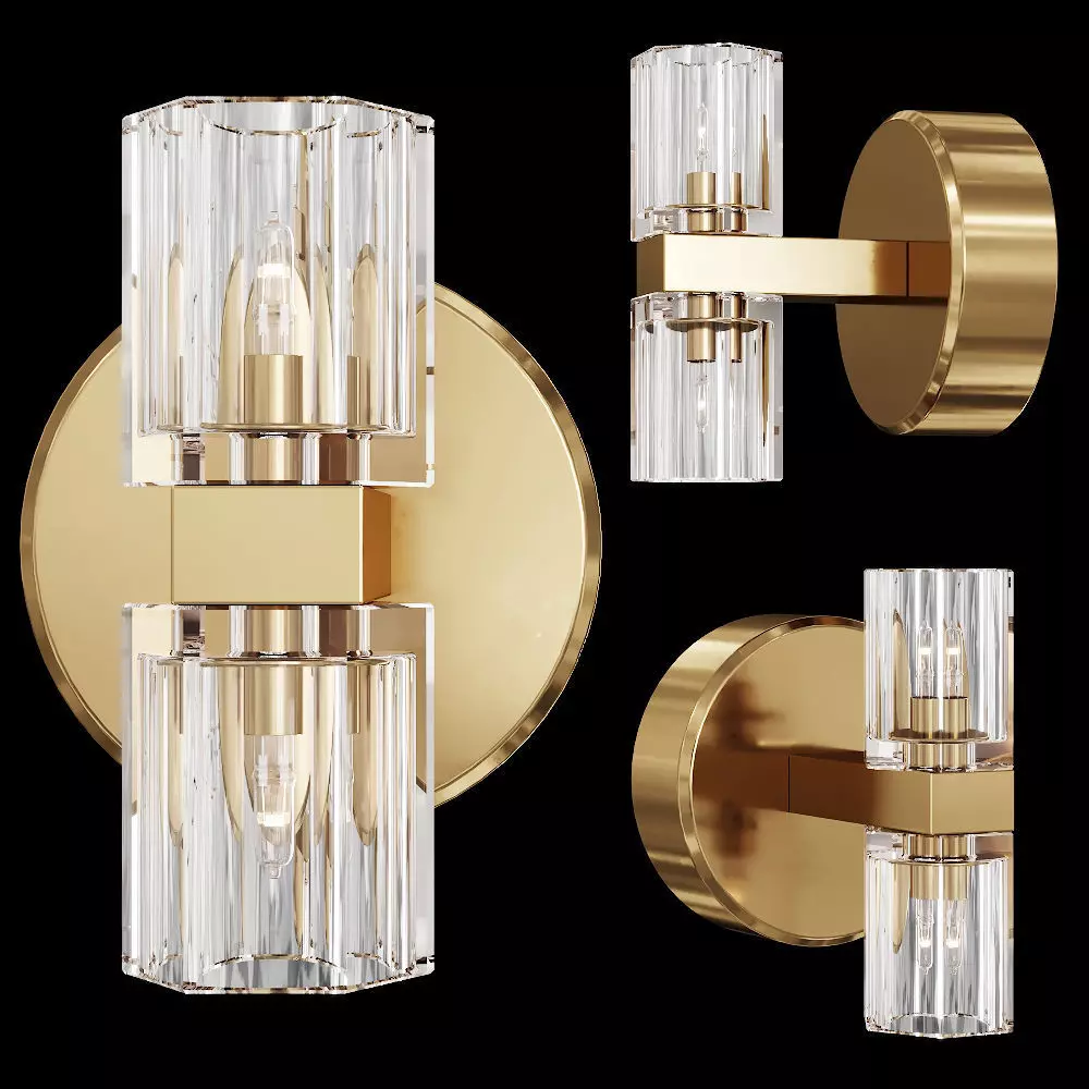 Restoration Hardware ARCACHON DOUBLE SCONCE Brass 3D model_0