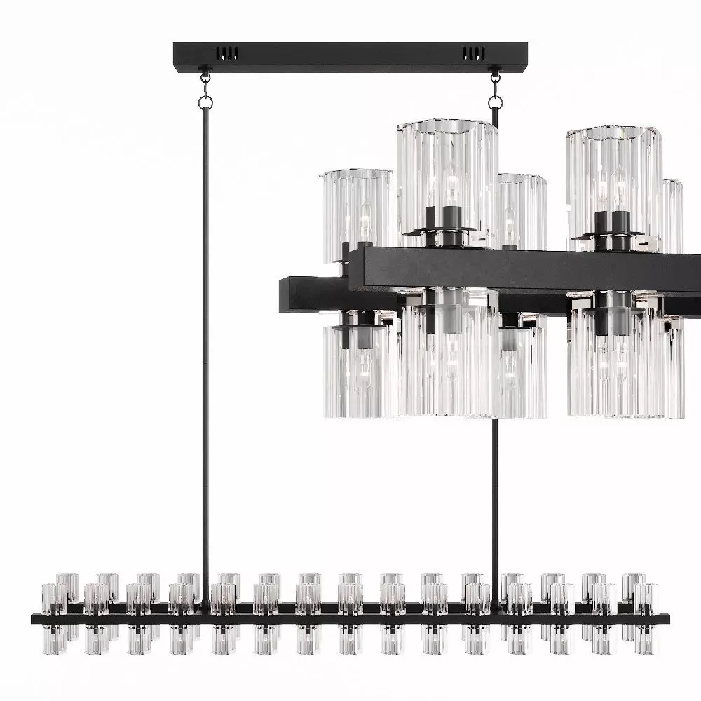 Restoration Hardware ARCACHON LINEAR CHANDELIER 54 Black 3D model_0