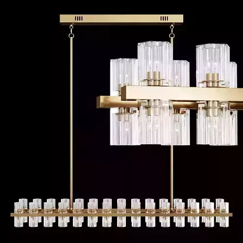 Restoration Hardware ARCACHON LINEAR CHANDELIER 54 Brass