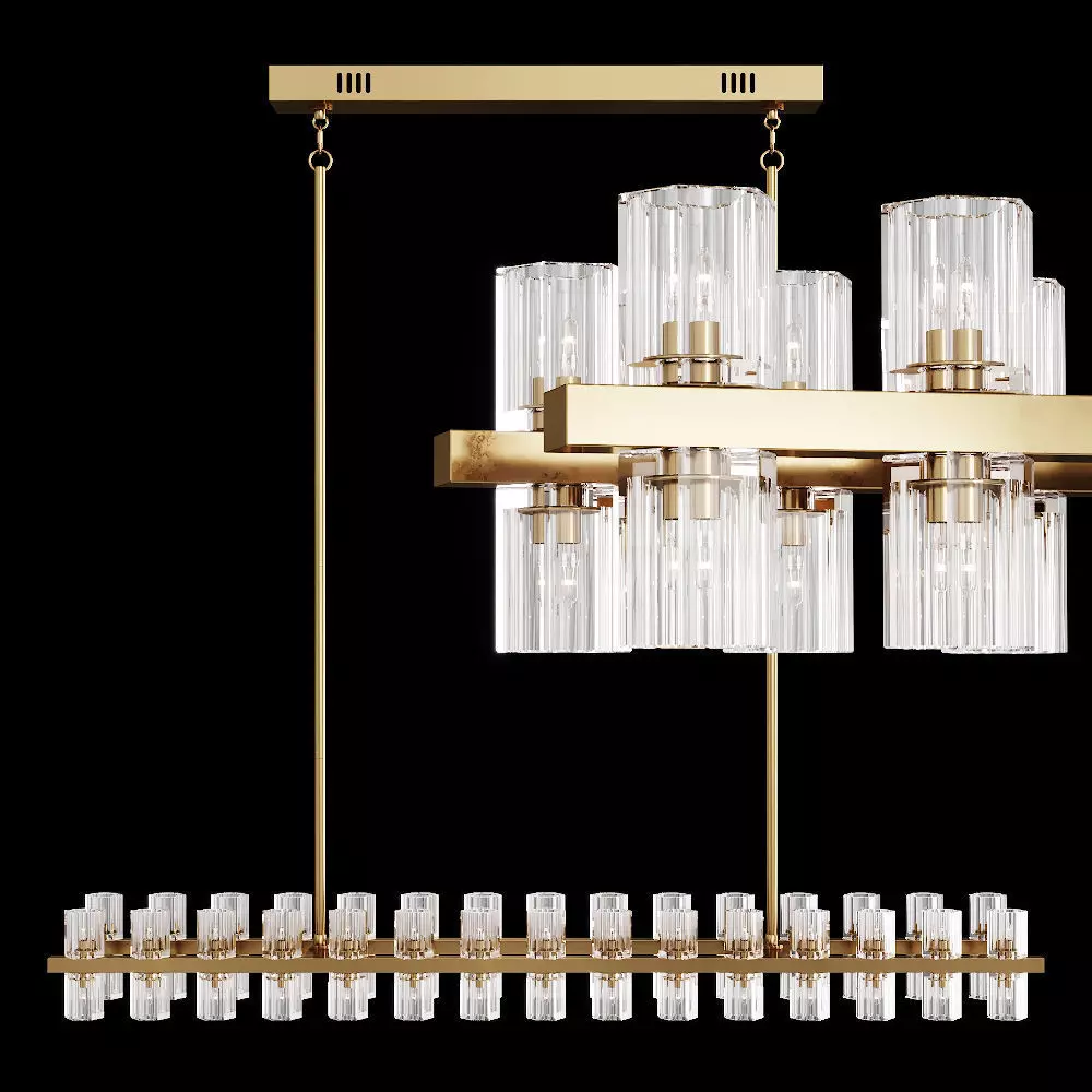 Restoration Hardware ARCACHON LINEAR CHANDELIER 54 Brass 3D model_0