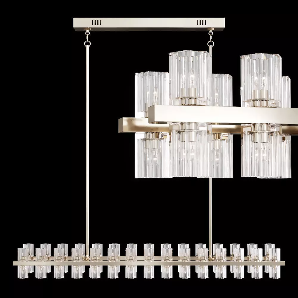 Restoration Hardware ARCACHON LINEAR CHANDELIER 54 Nickel 3D model_0