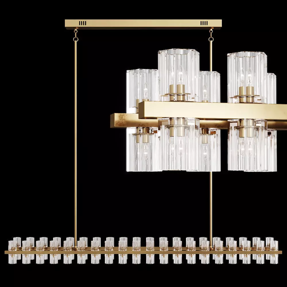 Restoration Hardware ARCACHON LINEAR CHANDELIER 72 Brass 3D model