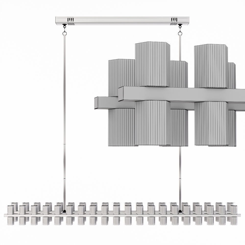 Restoration Hardware ARCACHON LINEAR CHANDELIER 72 Nickel 3D model_1