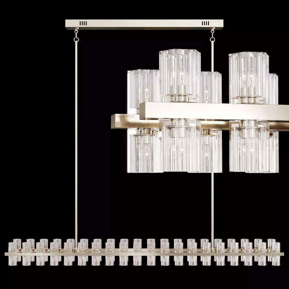 Restoration Hardware ARCACHON LINEAR CHANDELIER 72 Nickel 3D model_0