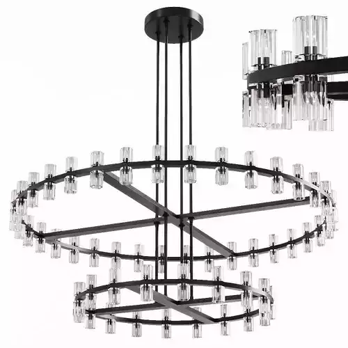Restoration Hardware ARCACHON ROUND 2-TIER CHANDELIER 60 Black 3D model