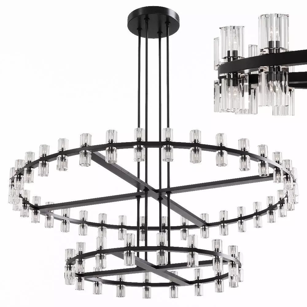 Restoration Hardware ARCACHON ROUND 2-TIER CHANDELIER 60 Black 3D model_0